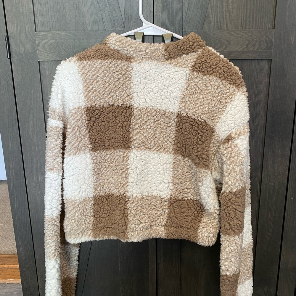 Multi Colored Sherpa Crop Sweater